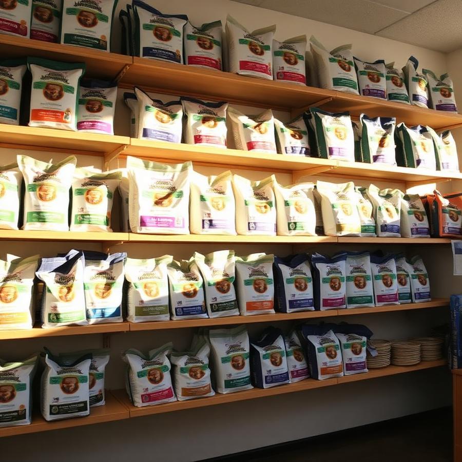 Shelves of pet food at House of Paws in northwest Las Vegas